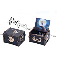Keast Caja de música de manivela de madera- estilo vintage The Nightmare Before Christmas de madera- caja de música de…